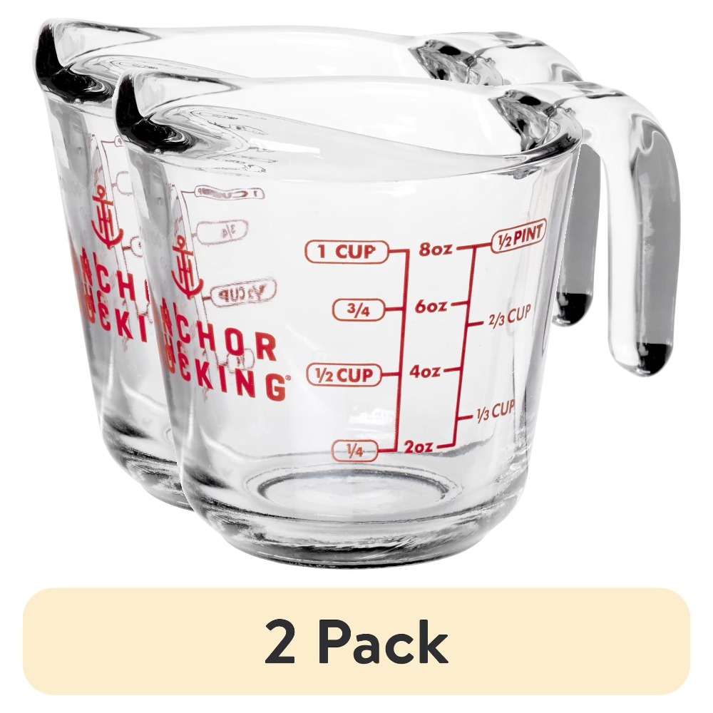 Kitchen Baking - 2-delige glazen maatbekersset met handvat voor