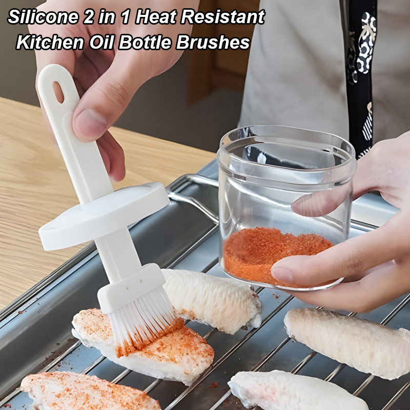 Pastry Brush Silicone - 2 in 1 Hittebestendige keukenolieflesborstels Siliconen