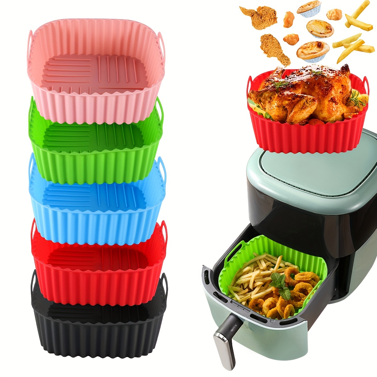 Kitchen Baking Gadgets - De 1-vierkante siliconen luchtfriteusevoering is herbruikbaar
