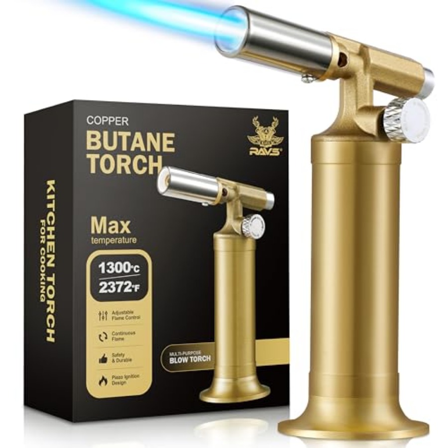 Kitchen Baking Torch - Koperen butaantoorts, navulbare keukentoorts met verstelbare
