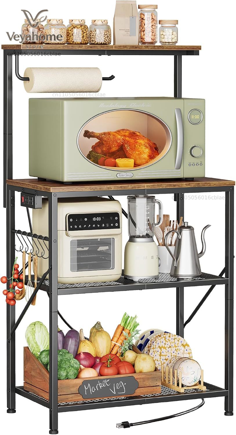 Kitchen Baker - Huuger 4-laags bakkersrek met omkeerbaar stopcontact,