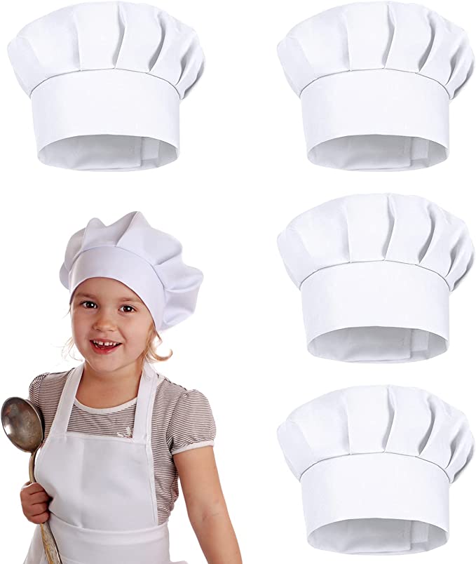 Kitchen Baker - 4 stuks witte party petjes kinderkokmuts