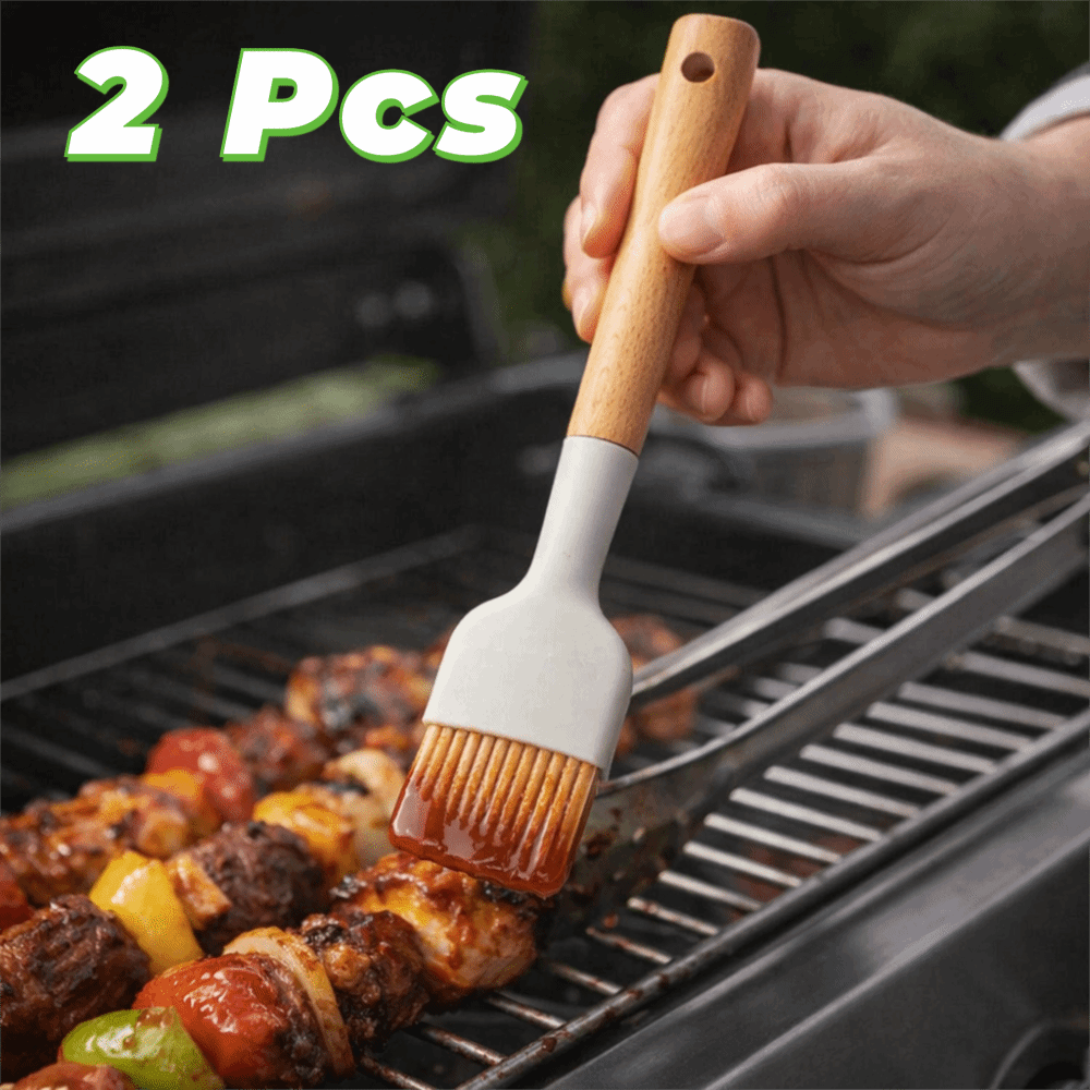 2 STUKS Houten handvat Silicon - Pastry Brush Silicone recensie en prijs